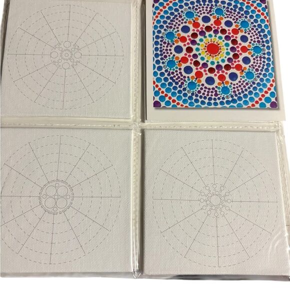 2 Mandala Dot Art Canvas Sets - Picture 1 of 7